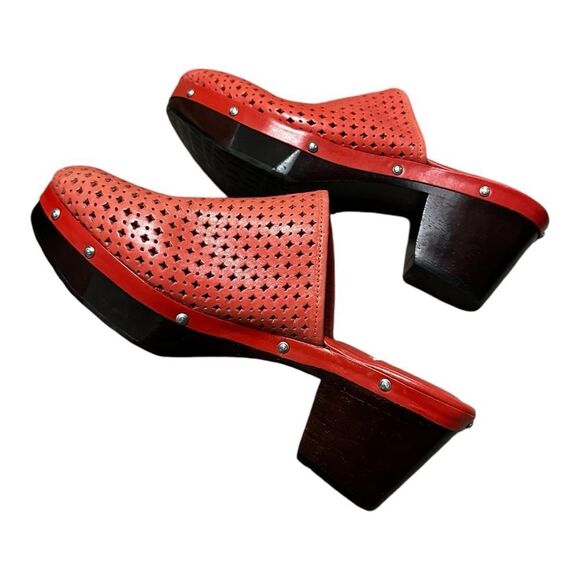 Adidas Rockport Coral Pink Leather Clogs Adiprene Comfort size 9 - Picture 10 of 11